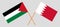 Crossed flags of Palestine and Bahrain