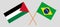 Crossed flags of Palestine and Brazil