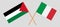 Crossed flags of Palestine and Italy