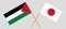 Crossed flags of Palestine and Japan