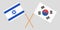 Crossed flags South Korea and Israel. Official colors. Correct proportion. Vector