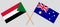 Crossed flags of Sudan and Australia