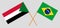 Crossed flags of Sudan and Brazil