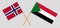 Crossed flags of Sudan and Norway. Official colors