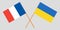 Crossed flags Ukraine and France. Official colors. Correct proportion. Vector