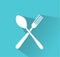 Crossed fork and spoon