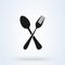 Crossed fork and spoon. icon isolated on white background. Vector illustration