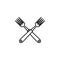 crossed forks, cutlery icon. Element of kitchen utensils icon for mobile concept and web apps. Detailed crossed forks, cutlery