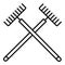 Crossed garden rake icon, outline style