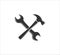 crossed hammer and wrench vector icon logo design for machinery hardware and repair service business