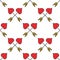 Crossed heart shaped cupid\'s arrows seamless pattern background