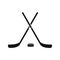 Crossed hockey sticks and puck icon, simple style