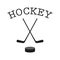 Crossed hockey sticks and puck - vector illustration. Hockey clipart. Flat vector icon isolated on white