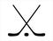 Crossed hockey sticks silhouette vector art white background
