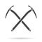 Crossed ice axes for climbing and mountaineering. Mountain equipment. Vector illustration.