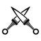 Crossed japanese daggers icon, simple style