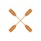 Crossed kayak paddle icon, flat style