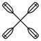 Crossed kayak paddle icon, outline style