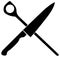 Crossed kitchen knife and cooking spoon icon