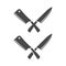 Crossed kitchen knives vector icon. Chef or cooking knife.