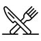 Crossed knife fork icon, outline style