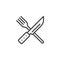 Crossed knife and fork line icon