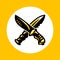 Crossed knives icon in trendy flat style