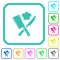 Crossed meat cleaver and knife with chef hat vivid colored flat icons