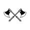 Crossed medieval axe. Design element for label, badge, sign.