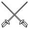 Crossed metal rapiers icon, outline style