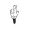 Crossed middle and index fingers hand gesture icon