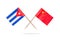 Crossed mini flags Cuba and China
