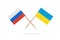 Crossed mini flags Ukraine and Russia