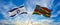 crossed national flags of Israel and Black history month USA flag waving in the wind at cloudy sky. Symbolizing relationship,