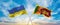 crossed national flags of Ukraine and Sri Lanka flag waving in wind at cloudy sky. Symbolizing relationship, dialog, travelling