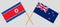 Crossed New Zealand`s and Korean flags