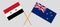 Crossed New Zealand`s and Syrian flags