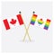 Crossed original Canada flag and colorful Canada Pride flag icons