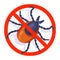 crossed out sign encephalitis tick. dangerous insect.