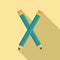 Crossed pencil icon, flat style