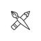 Crossed pencil and paint brush outline icon