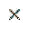 Crossed pencils filled outline icon