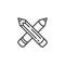 Crossed pencils line icon