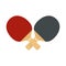 Crossed ping pong paddle icon, flat style