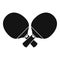Crossed ping pong paddle icon, simple style