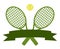 Crossed Racket And Tennis Ball Logo Design Green Label
