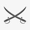 Crossed scimitar swords icon. Two sabers or cavalry swords. Vector illustration