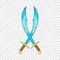 Crossed scimitars icon, cartoon style