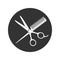 Crossed scissors and hairbrush sign