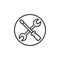 Crossed screwdriver and wrench line icon